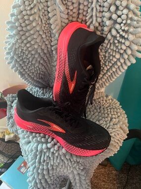 Brooks Black and Neon Coral Running Shoes Great condition!!!!